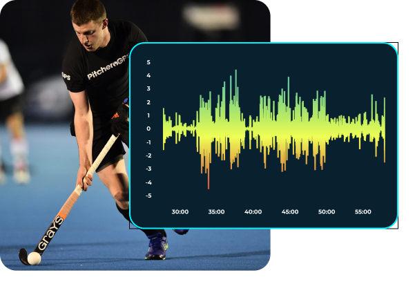 Hockey players wearing a GPS vest to recording their accelerations