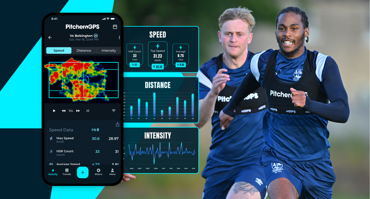 Players wearing the GPS Vest and showing App metrics