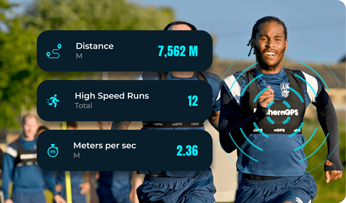 Football player recording Intensity metrics with a GPS Vest