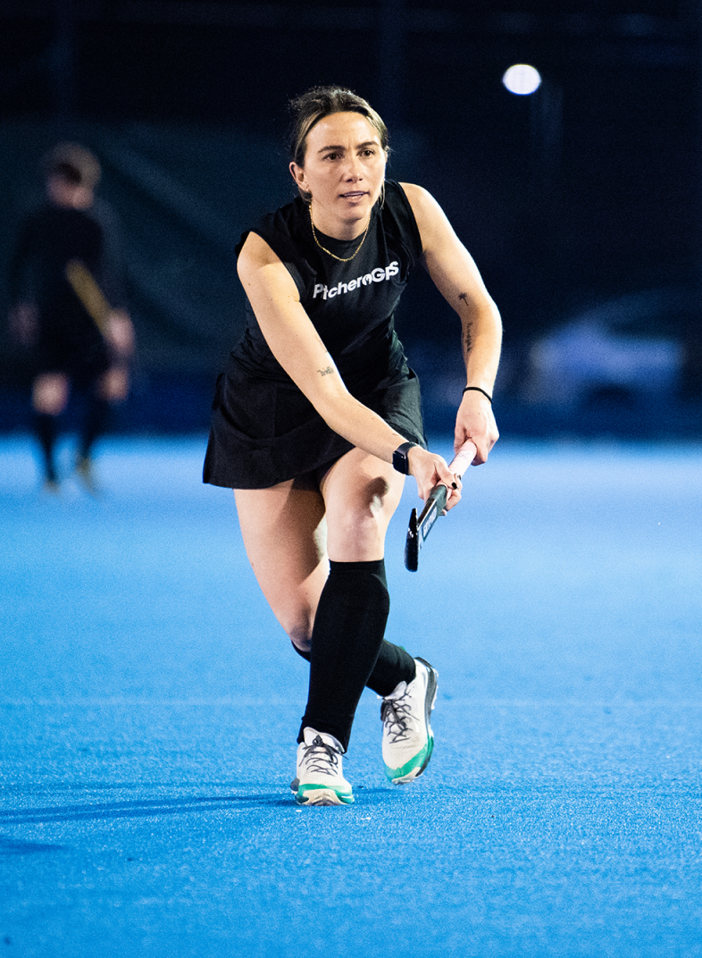 Hockey player wearing GPS Vest